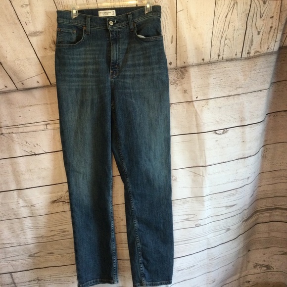 Abercrombie & Fitch Y2K 90’s Straight Ultra High Rise Denim Blue Jeans Size 28 - Picture 3 of 7